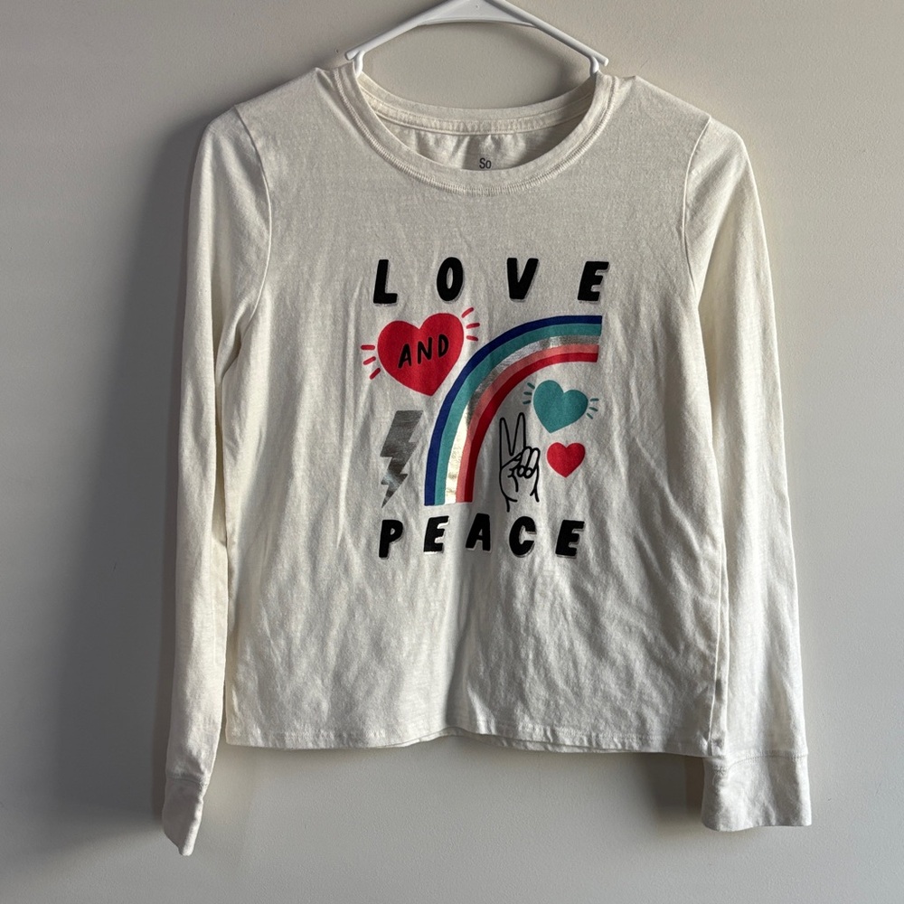 Love and Peace size XL(14/16) Graphic Long Sleeve Shirt - Picture 2 of 6